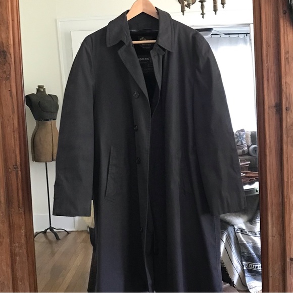 VINTAGE LONDON FOG Trench Coat  Alpaca/Mohair Lining Off Black Mens Sz 38 (Med) - Picture 1 of 14